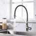 Ibergrif M22129-9 Kitchen Tap with Shower Single Lever Sink Mixer Tap with Grey Flexible Spout Chrome