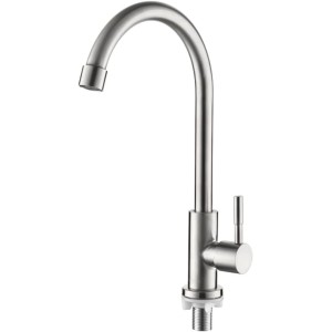 Ibergrif M18703 Cold Water Kitchen Tap Only Single Lever 360° Swivel Stainless Steel Water Saving Simple Modern Design