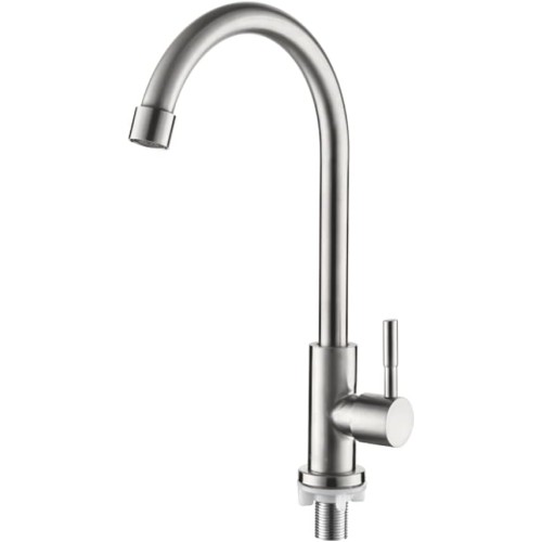Ibergrif M18703 Cold Water Kitchen Tap Only Single Lever 360° Swivel Stainless Steel Water Saving Simple Modern Design