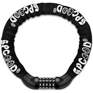 SPGOOD Bicycle Lock with Numbers and High Security Level, Bicycle Chain Lock, Number Code Combination Lock, Hardened Steel Chain Links, 14 Colours