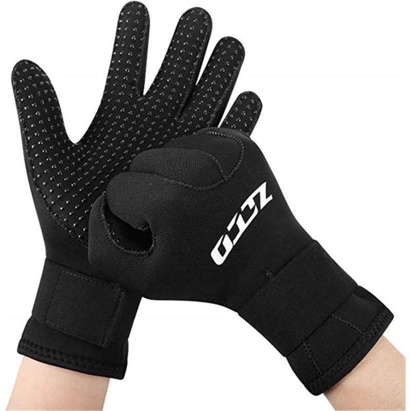 ZCCO 3 mm/5 mm Neoprene Diving Gloves, Dual Layer Thermal Wetsuit Gloves with Elastic Wrist and Non-Slip Particles for Diving, Surfing, Snorkelling