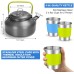 Odoland Camping Crockery Set, Cooking Set Pots with 0.8 L Tea Kettle, Camping Cutlery and Cup, Lightweight Aluminium Camping Pots, Foldable Cookware for Outdoor Cooking