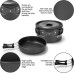 Odoland Camping Crockery Set, Cooking Set Pots with 0.8 L Tea Kettle, Camping Cutlery and Cup, Lightweight Aluminium Camping Pots, Foldable Cookware for Outdoor Cooking