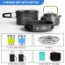 Odoland Camping Crockery Set, Cooking Set Pots with 0.8 L Tea Kettle, Camping Cutlery and Cup, Lightweight Aluminium Camping Pots, Foldable Cookware for Outdoor Cooking