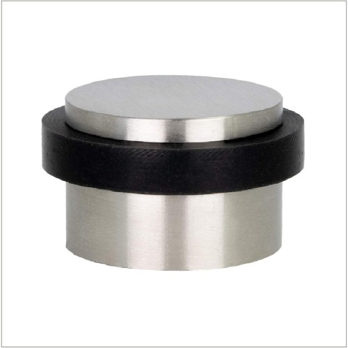 EVI Herrajes I-140 - Door stop, ADHESIVE, finish matt inox (Stainless steel) black rubber