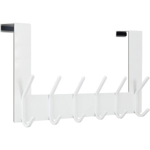 WEBI Door Hook for Hanging, Door Coat Rack with 6 Hooks, Door Hanger, Clothes Hook, Door, Door Hook Rail, White
