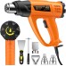 Seekone Heat Gun Kit with 2-Temperature Control (60°C - 600°C), Hot Air Fan, Hot Air Dryer, 4 Attachment Nozzles for Targeted Despeckling, Soldering and Shrinking