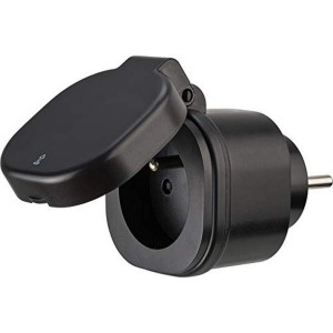Brennenstuhl 1294860 Socket with Hinged Lid, WiFi (IP20, Black): French Plug System