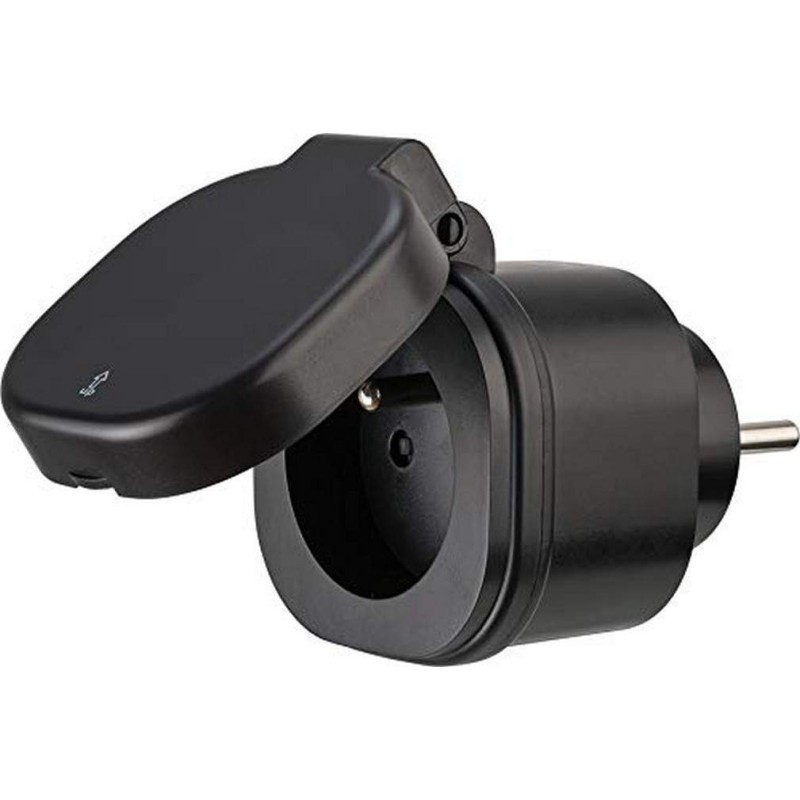 Brennenstuhl 1294860 Socket with Hinged Lid, WiFi (IP20, Black): French Plug System