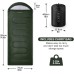 Coolzon Outdoor Sleeping Bag for Camping, 3-4 Seasons, Adult Blanket Sleeping Bag, Small Pack Size, Ultralight Carry Bag, Soft Thick and Warm for Outdoor Camping, Travel, Hiking, Green
