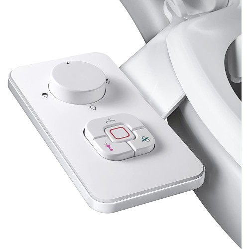 SAMODRA Bidet Attachment, Non-Electric Bidet Toilet Attachment with Retractable Self-Cleaning Double Nozzles, Front and Rear Cleaning, Adjustable Pressure Switch for Cold Water, white