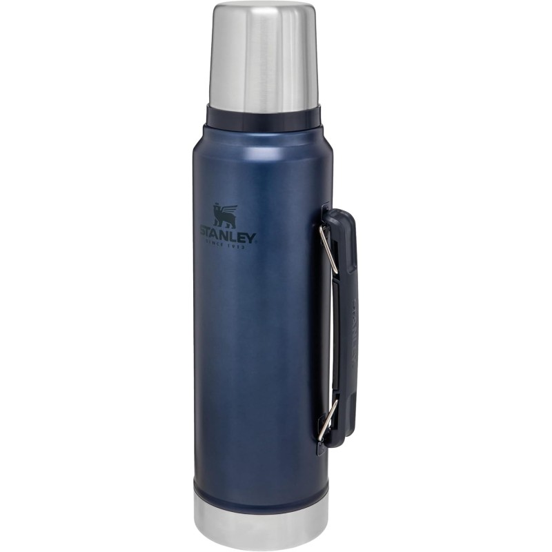 Stanley Classic Legendary Thermos Bottle, 1 L, Keeps Hot or Cold for 24 Hours, Stainless Steel Thermos Flask, BPA-Free, Dishwasher Safe, Nightfall