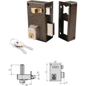 Lock Cvl 756A / 60 / Enamelled Iron Left Cylinder 70 mm
