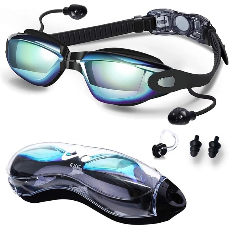 Adispotg Swimming Goggles for Men Women Teenagers Diving Goggles Adult Anti-Fog and UV Protection Adjustable Strap Comfort Professional Swimming Goggles for Men Women Girls Boys 10+ Years