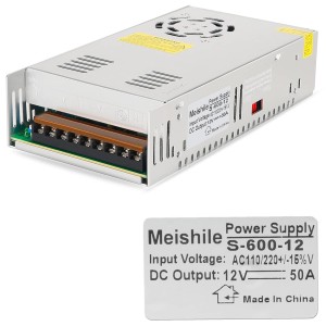 MEISHILE Power Supply DC 12 V 50 A 600 W Voltage Converter AC 220 V/230 V to Transformer 12 Volt Transformer Switch Power Supply, Adapter, Power Supply for LED Strips Electronic Electrical Appliances