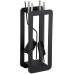 Relaxdays Modern 5-Piece Fireplace Tool Set with Ash Shovel, Broom, Poker, Tongs & Holder, Modern Black