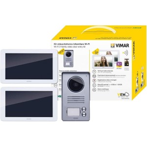 VIMAR K40946 Video Calling Alert Set Includes Hands-Free Touchscreen Video House Phone LCD7in and WiFi Connection 2-Button Bell Tray Power Supply 2 Homes / Families
