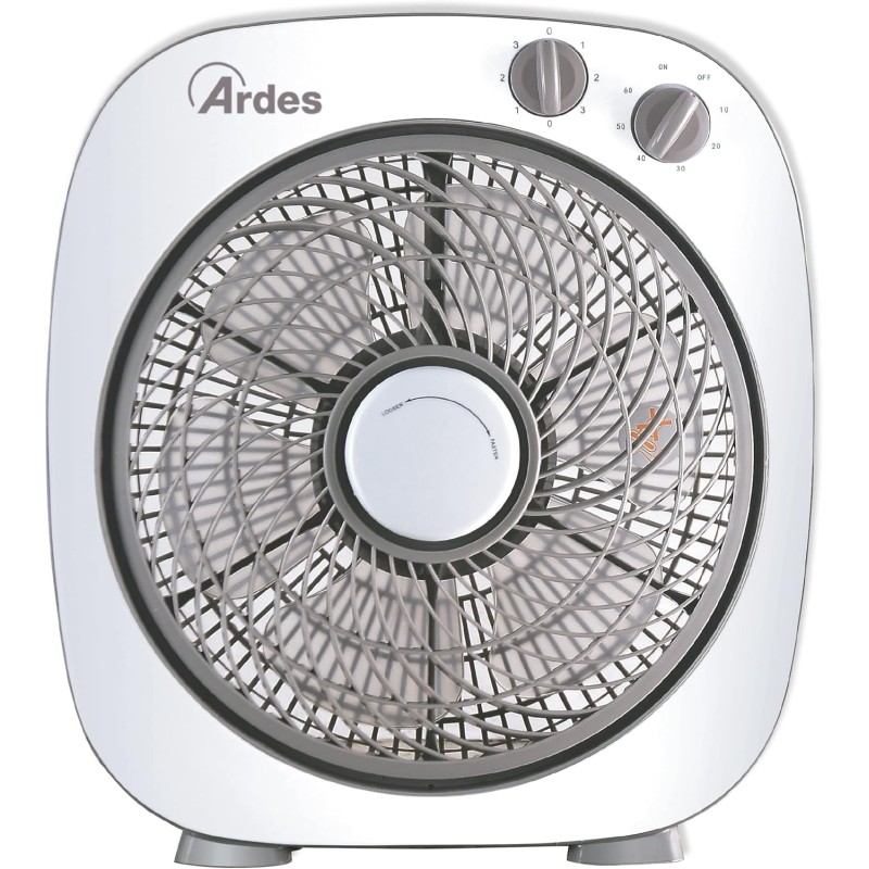 ARDES - Portable Table or Floor Fan with 6 Blades and 3 Intensity Levels and 360 Degree Rotation, Floor Fan Box Floor AR5B24, White
