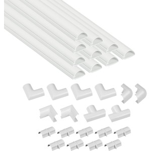 D-Line Mini Cable Duct for Cable Management, Cable Strip, 30 x 15 mm, 10 x 40 cm Length (4 Metres), White