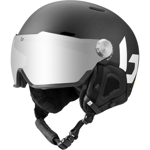 Bolle Might Visor, Ski Helmet with Integrated Visor, High-Strength ABS Protective Cap, Optimal Ventilation, Removable Ear Pads, Anti-Fog and Scratch Protection