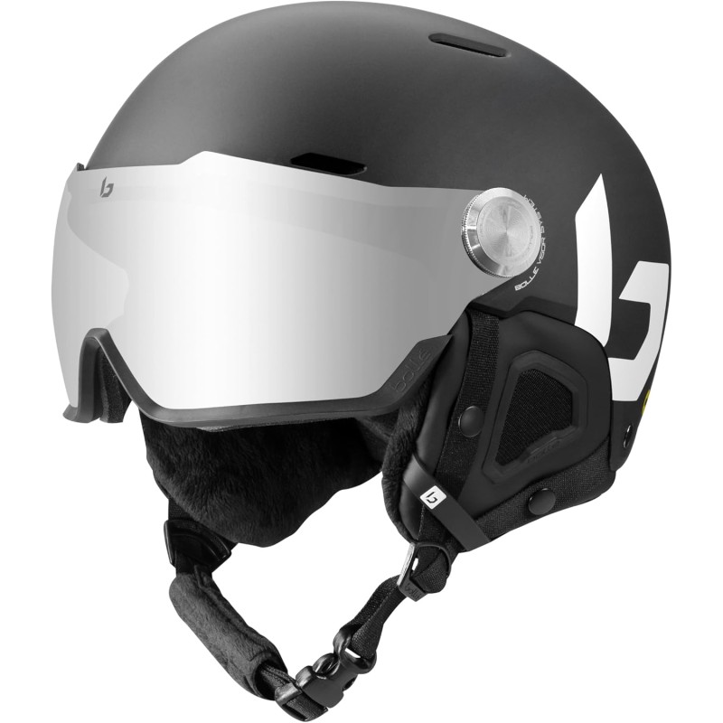 Bolle Might Visor, Ski Helmet with Integrated Visor, High-Strength ABS Protective Cap, Optimal Ventilation, Removable Ear Pads, Anti-Fog and Scratch Protection