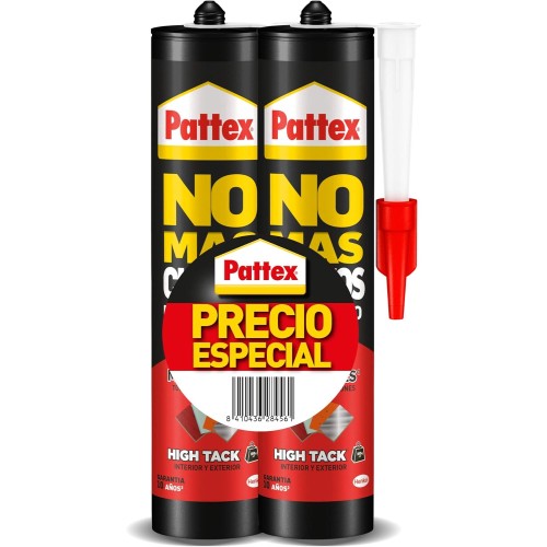 Pattex 2105256, бял, No More Nails for All HighTack, монтажно лепило, устойчиво на екстремни температури, силно лепило, 2 картриджа x 446 g, 446 g (опаковка от 2)