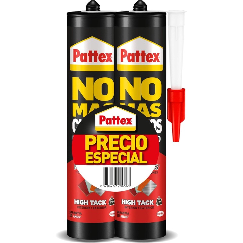 Pattex 2105256, бял, No More Nails for All HighTack, монтажно лепило, устойчиво на екстремни температури, силно лепило, 2 картриджа x 446 g, 446 g (опаковка от 2)