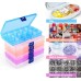 ilauke Compartment Storage Box, Plastic Storage Box in 5 Colours, Sorting Box, Assortment Boxes with Adjustable Compartments for Jewellery, Organiser for Beads, Earrings - 15 Grids x 6