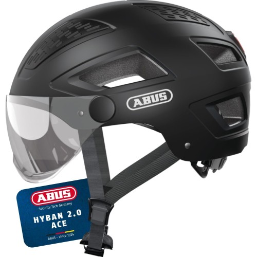 Abus Hyban 2.0 Ace City Cycling Helmet with Visor, Light and ABS Hard Shell for Men and Women