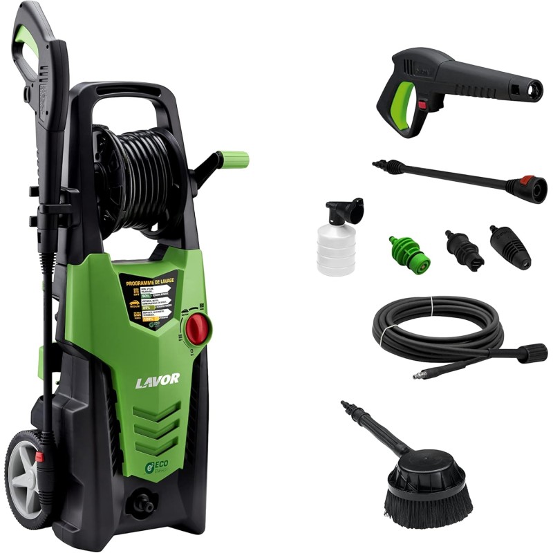 Lavor Planet 160 WPS Pressure Washer with Cleaning Programs WPS, Hose Reel and Rotating Brush, Pressure 160 Bar Maximum Flow Rate 510 L/Hour Maximum 2500 Watt