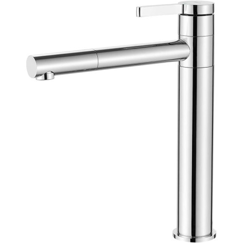 IBERGRIF Bathroom Tap, Tall Washbasin Tap (Tap with High Spout 229 mm and 360° Rotatable), Mixer Tap with 50 cm Cold/Hot Water Connection, Tap for Sink, Bathroom, Brass Chrome