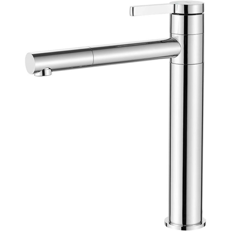 IBERGRIF Bathroom Tap, Tall Washbasin Tap (Tap with High Spout 229 mm and 360° Rotatable), Mixer Tap with 50 cm Cold/Hot Water Connection, Tap for Sink, Bathroom, Brass Chrome