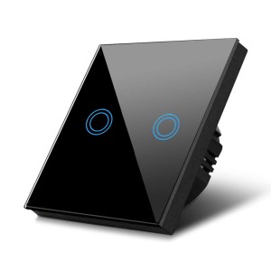 Maclean MCE touch light switch, wall switch, glass switch with colour changing LED backlight, built-in switch, 85 x 85 mm