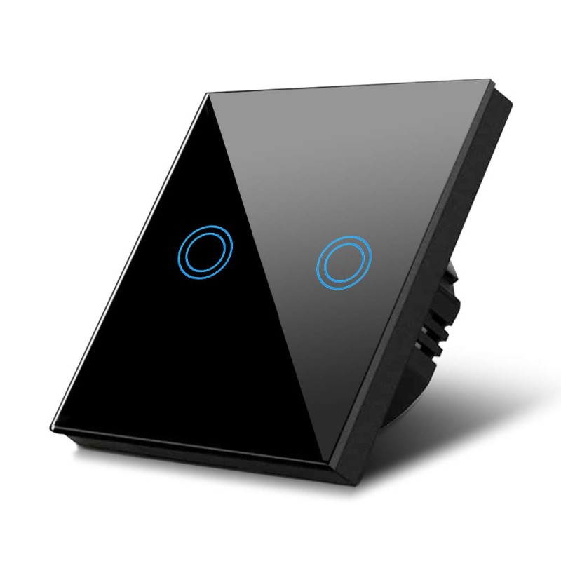 Maclean MCE touch light switch, wall switch, glass switch with colour changing LED backlight, built-in switch, 85 x 85 mm