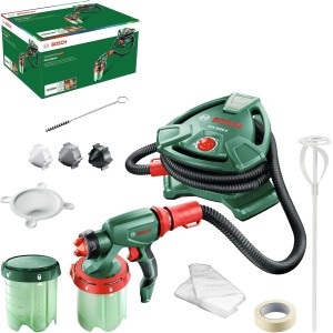 Bosch Paint Spray System PFS 5000 E (1200 W, 2x paint contrainers 1000 ml, nozzles for wall paint, lacquers, glazes, in carton packaging) - Amazon Edition