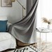 Melodieux Curtains Grey Transparent Linen Look Curtains Short with Eyelets for Living Room Bedroom Set of 2 183 x 140 cm