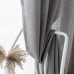 Melodieux Curtains Grey Transparent Linen Look Curtains Short with Eyelets for Living Room Bedroom Set of 2 183 x 140 cm