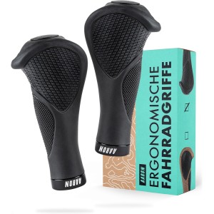 AARON Ergonomic bicycle grips with gel cushioning, ergonomic handlebar grips made of non-slip rubber, handles suitable for e-bike, trekking bike, mountain bike, city bike, touring bike, black