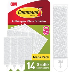 Command Adhesive Strips, Value Pack 14 x 2 Size L (28 Strips), White, Picture Hanging without Drilling, Strips Hold up to 7.2 kg, Residue-Free Removal