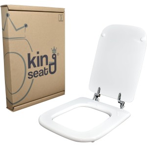 Yes Ideal Standard Conca Series Polyester Toilet Seat with Wooden Core, European White with Chrome Metal Hinges