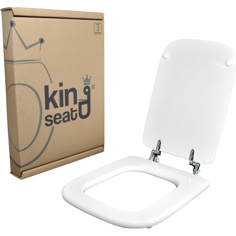 Yes Ideal Standard Conca Series Polyester Toilet Seat with Wooden Core, European White with Chrome Metal Hinges