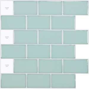Art3d A17000GN Peel & Stick Tile Mirrors, Kitchen, Gloss Teal Green, 30 x 30 cm