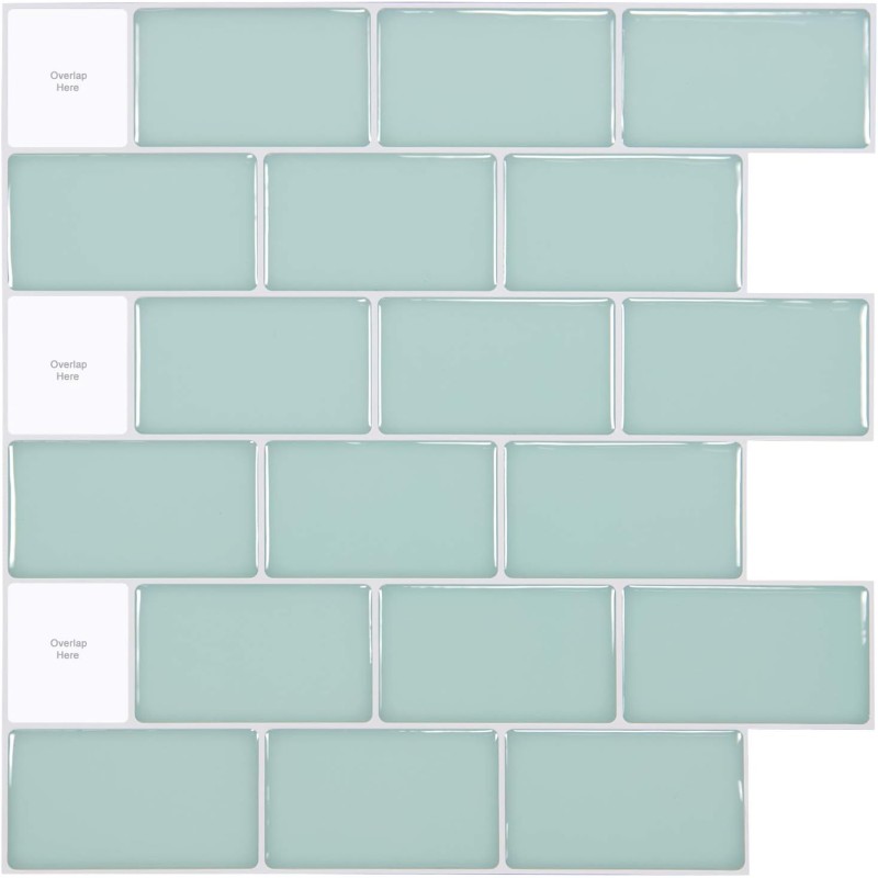 Art3d A17000GN Peel & Stick Tile Mirrors, Kitchen, Gloss Teal Green, 30 x 30 cm