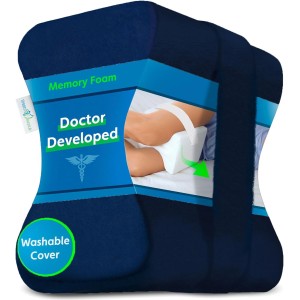 Physician Developed Knee Pillow - Physician Written Manual Included - Medical Memory Foam Wedge for Side Sleepers, Sciatica, Lower Back Pain - Leg Pillow for Side Sleepers