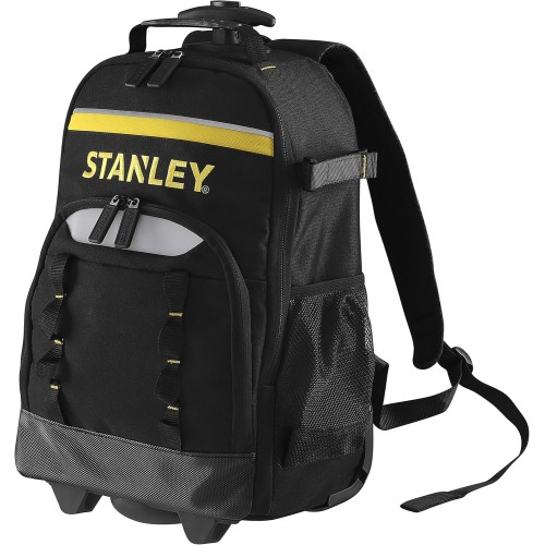 STANLEY STST83307-1 Work Backpack Tool Backpack with Telescopic Handle and Wheels (15 kg Load Capacity, 600 Denier for High Tear Resistance, Removable Organiser, Plastic Feet)