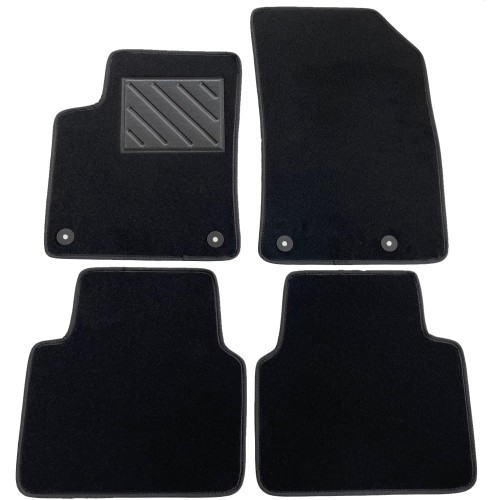 Vauxhall Crossland-X 2017 Onwards Tailored Black Car Mats Non Slip Rubber Heel Protectors Fixing Buttons