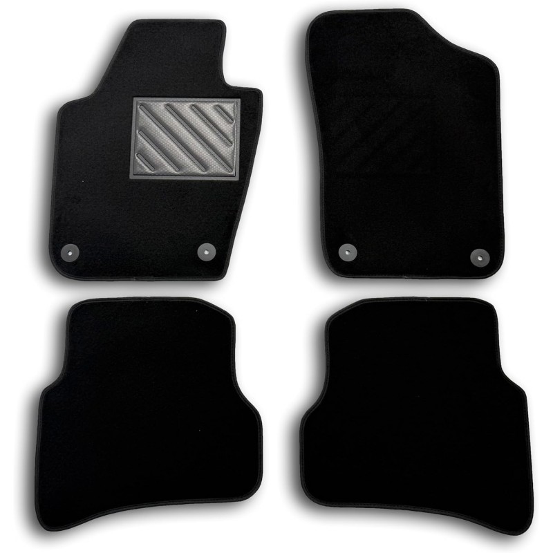 VW Polo 6R 2009-2016 Fix Oval Tailored Floor Mats Non Slip PVC Heel Protectors