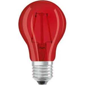 OSRAM Decorative LED Lamp Décor with E27 Socket, Red, 3000 K, 2.50 W, Replacement for 15 W Bulb, Clear, LED Star Deco Classic A