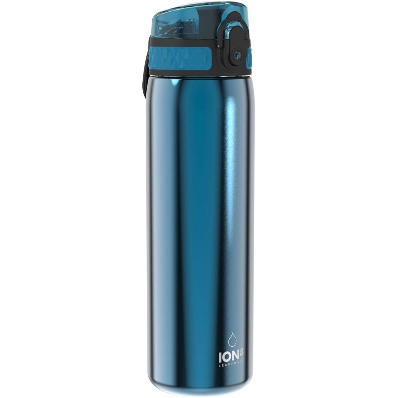 ION8 Lightweight Steel Water Bottle, 600 ml, Non-Insulated, Leak-Proof, One-Handed Opening, Secure Locking, Dishwasher Safe, Flip Lid, Carry Handle, Easy to Clean