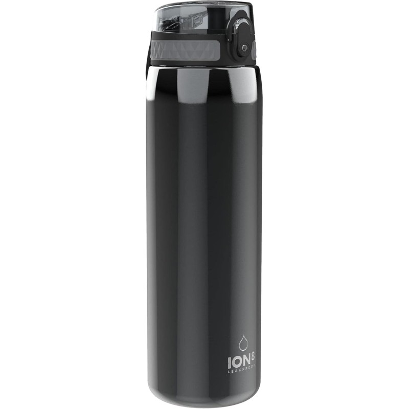 ion8 Leak Proof 1-Litre Sports Water Bottle, Stainless Steel, 1200 ml, Grey